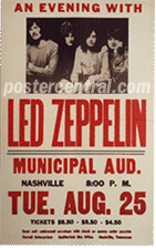 Led Zeppelin At Nashville Municipal Aud. concert poster